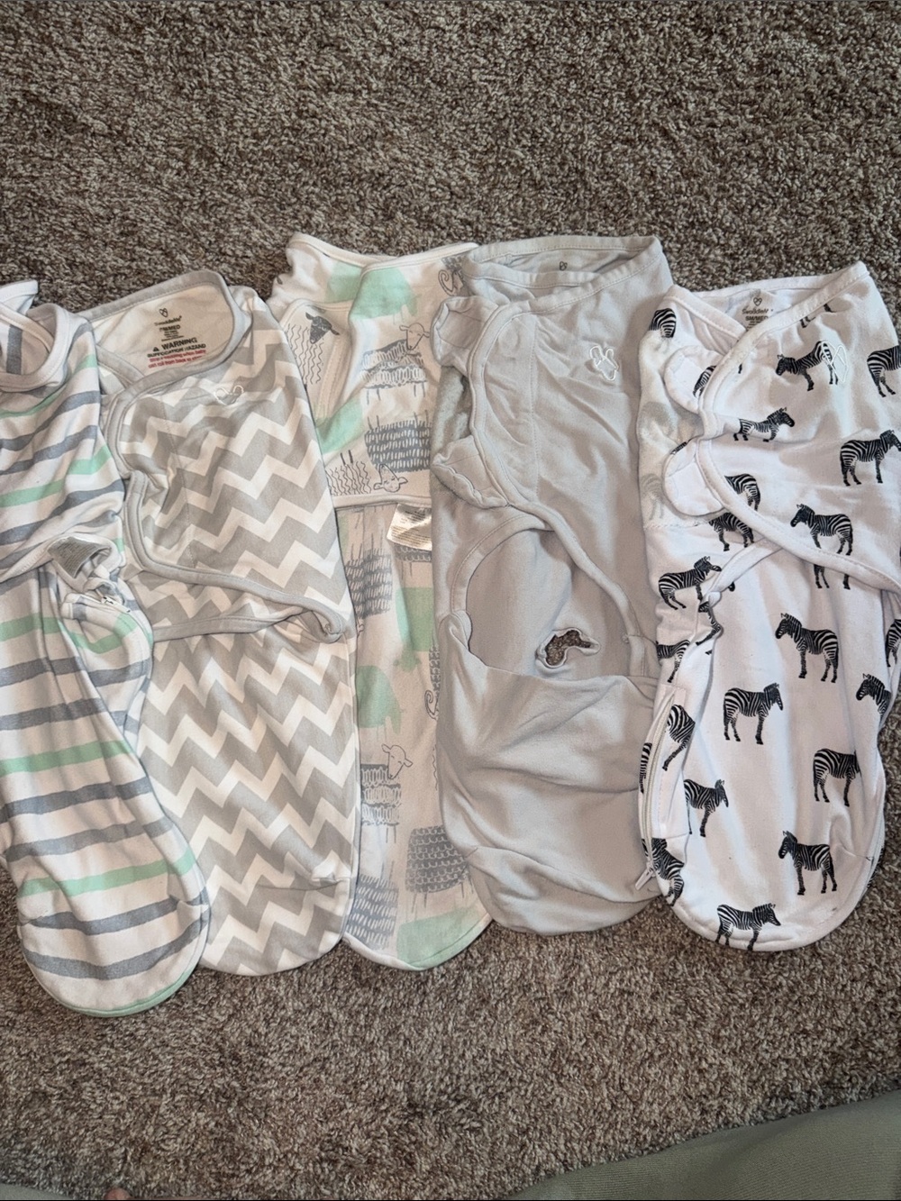 X5 Baby Swaddle Wraps - Gray & White Assorted Patterns